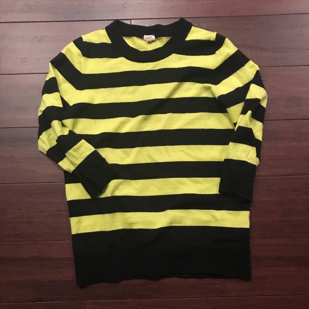 Neon green and black jcrew sweater